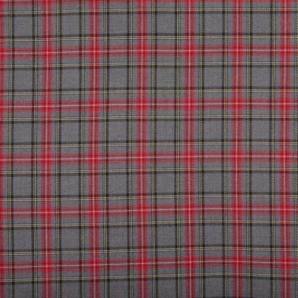 Tissu petit écossais tartan classic  - Gris & rouge - Photo n°1