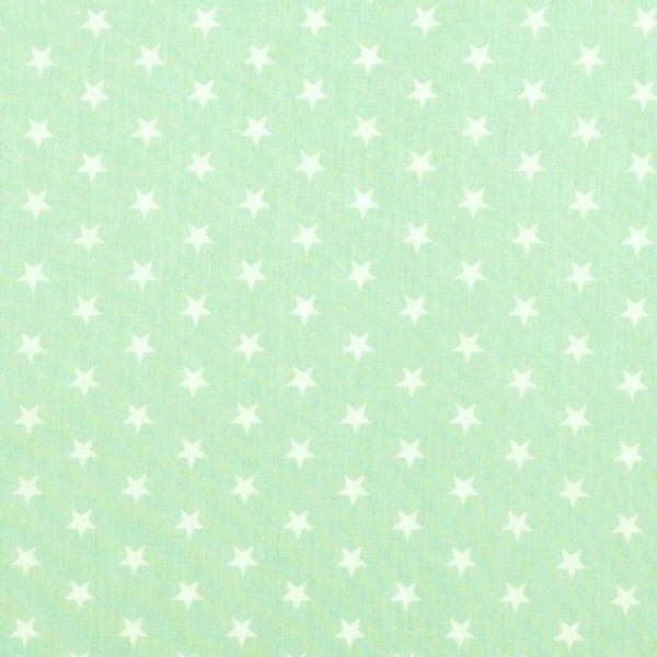 Tissu étoile blanche & vert d'eau - Photo n°1