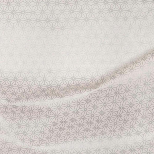 Tissu coton cretonne étoiles asanoha - Argent & blanc - Oeko-Tex® - Photo n°1