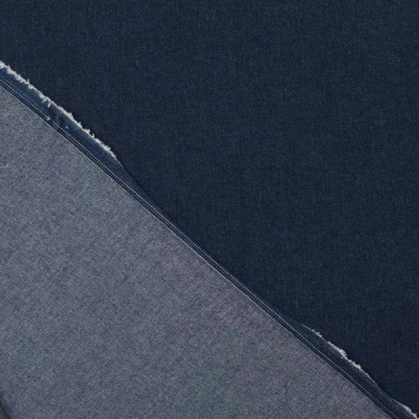 Tissu jean denim coton stretch uni - Bleu brut - Photo n°1