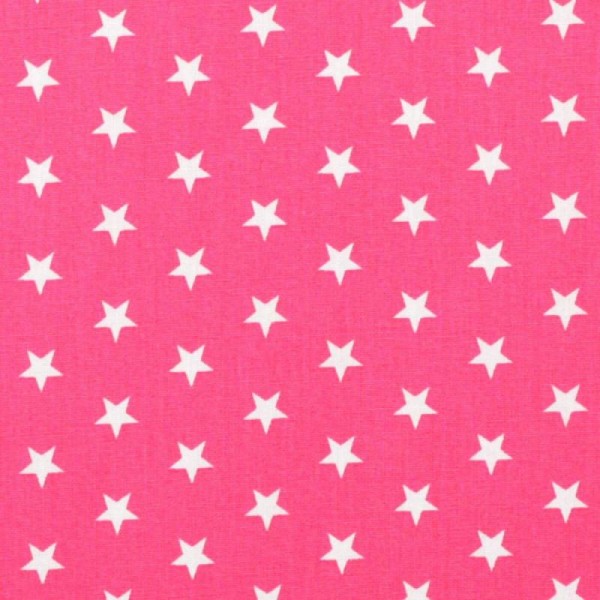 Tissu étoile - Blanche & rose fuchsia - Oeko-Tex® - Photo n°1