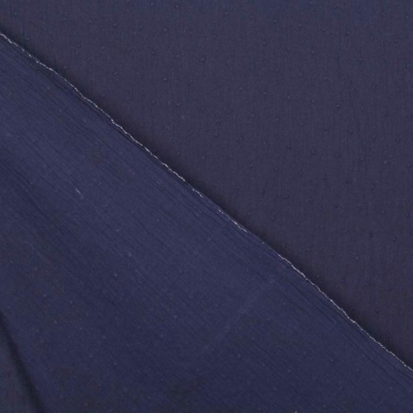 Tissu coton plumetis uni - Bleu marine - Photo n°4