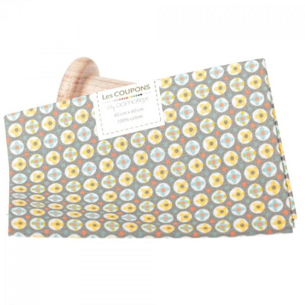Coupon 40 x 60 cm tissu coton ronf fleuri - Tons pastels - Oeko-Tex® - Photo n°1