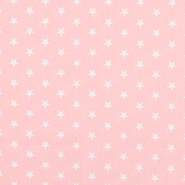 Tissu étoile - Blanche & rose bonbon - Oeko-Tex® - Photo n°1
