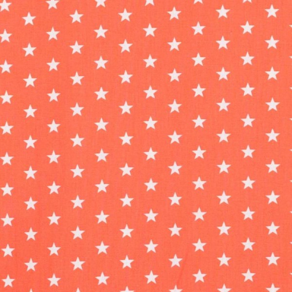 Tissu étoile - Blanche & orange mandarine - Oeko-Tex® - Photo n°1