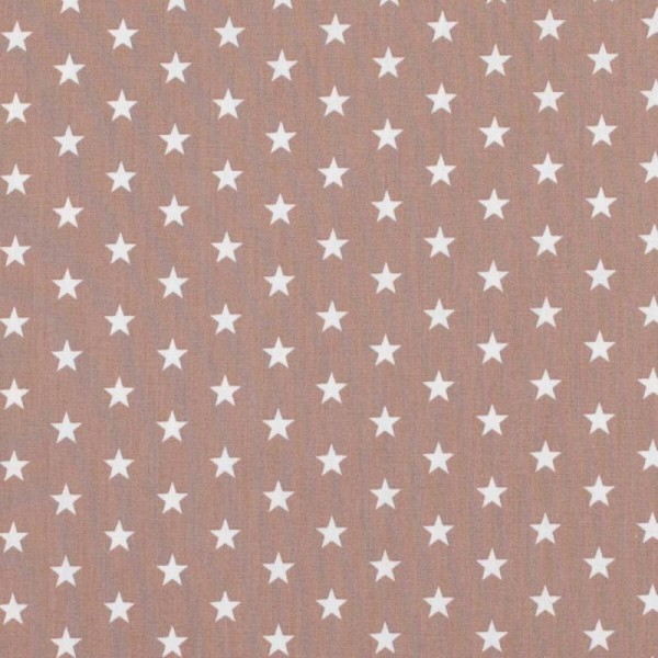Tissu étoile - Blanche & brun - Oeko-Tex® - Photo n°1