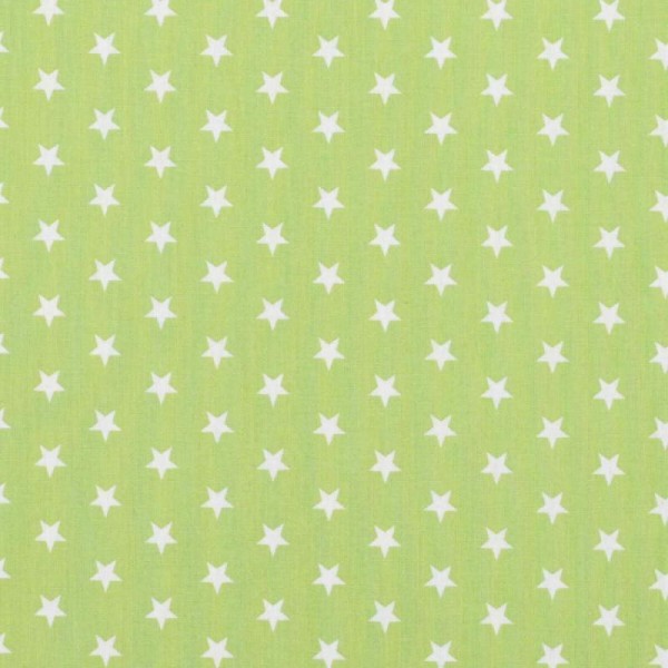 Tissu étoile - Blanche & vert pomme - Oeko-Tex® - Photo n°1