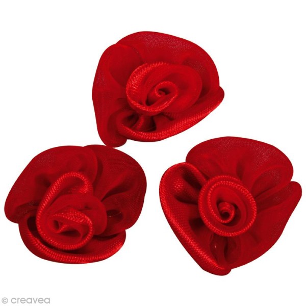 Rose Organdie Satin Rouge - Boîte Coeur - 15 Roses - Photo n°1