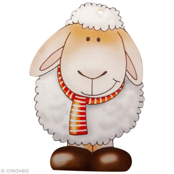 Mouton en bois à suspendre - 8 x 5 cm - x 3 - Photo n°1