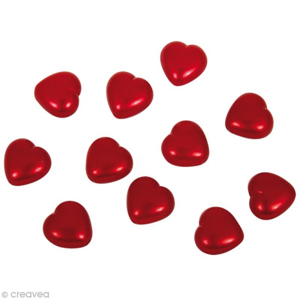 Perles en plastique Coeur Rouge nacré 1 cm x 30 - Photo n°1