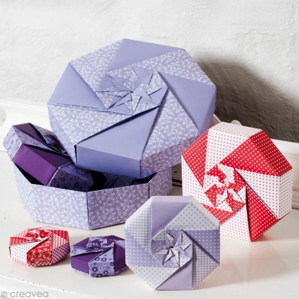 Papier Origami Assortiment Rouge 15 x 15 cm - x 50 - Photo n°5