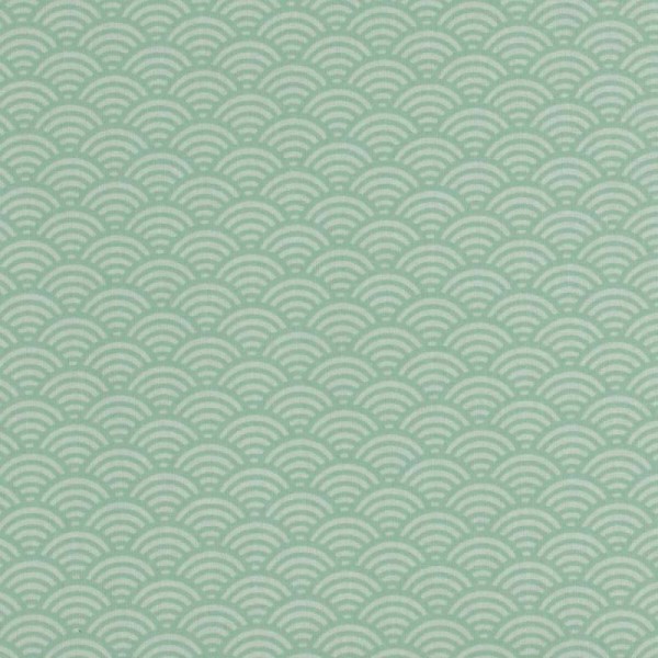 Tissu coton cretonne vague japonaise - Vert - Oeko-Tex® - Photo n°1