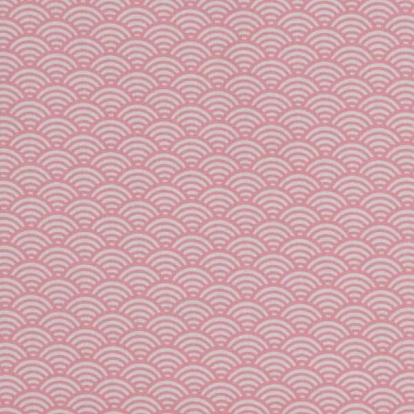 Tissu coton cretonne vague japonaise - Rose - Oeko-Tex® - Photo n°1