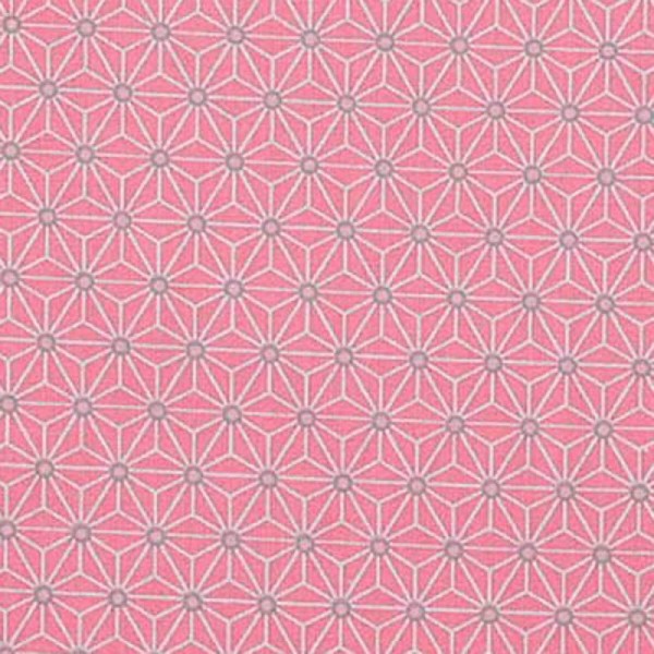 Tissu coton cretonne étoiles asanoha - Rose & ivoire - Oeko-Tex® - Photo n°1