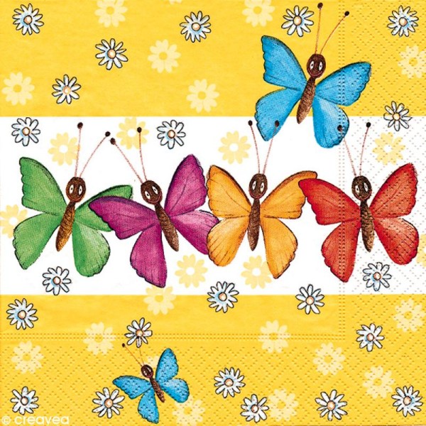 Serviette en papier Printemps Rencontre de papillons - Photo n°1