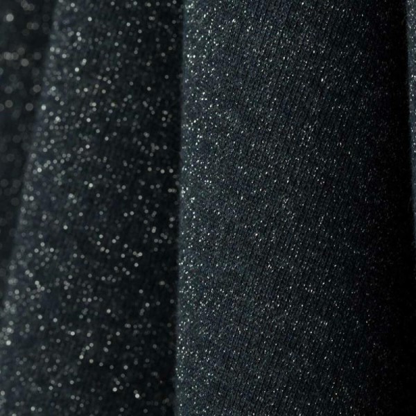 Tissu sweat à maille jersey scintillant - Bleu marine - Photo n°1
