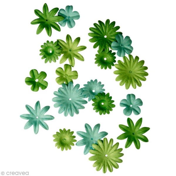 Fleur en papier - Vert - 1,5 à 2,5 cm - 36 pcs - Photo n°1