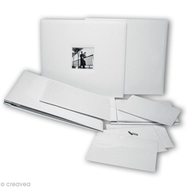 Album Blanc à vis pour scrapbooking 16,5 x 25,5 cm - 20 feuilles de papier 180 g - 10 housses - Photo n°2
