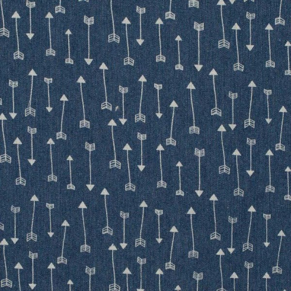 Tissu jean stretch flèches - Bleu - Photo n°1