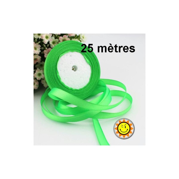 1 Rouleau Satin 10mm Par 25 Metres Vert Brillant - Photo n°1