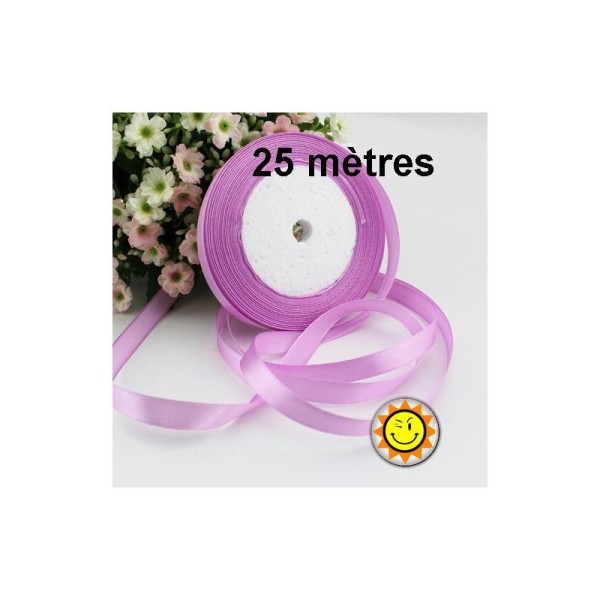 1 Rouleau Satin 10mm Par 25 Metres Pink Purple - Photo n°1