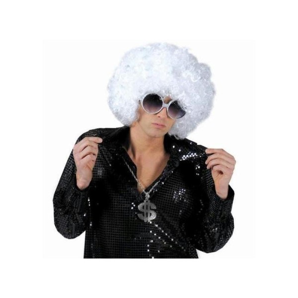 Perruque disco blanche bouclée adulte luxe - Photo n°1
