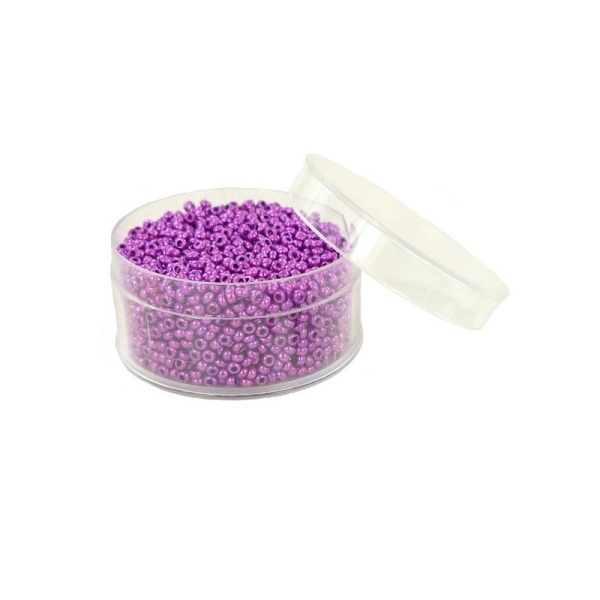 Perles de rocailles en verre 9° (ø 02,5 mm) Coloris violet Métallisé - Boîte de 50 grammes - Photo n°1