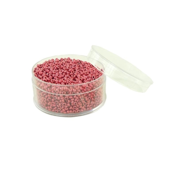 Perles de rocailles en verre 9° (ø 02,5 mm) Coloris rouge Métallisé - Boîte de 50 grammes - Photo n°1