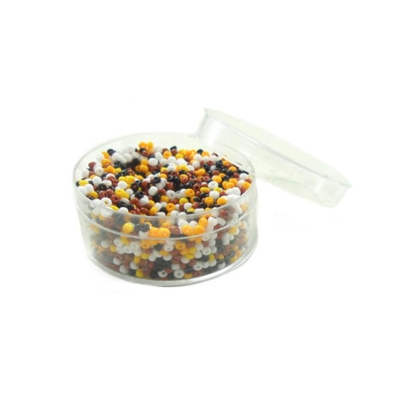 Perles de rocailles en verre 9° (ø 02,5 mm) Camaïeu orange Opaque - Boîte de 50 grammes - Photo n°1