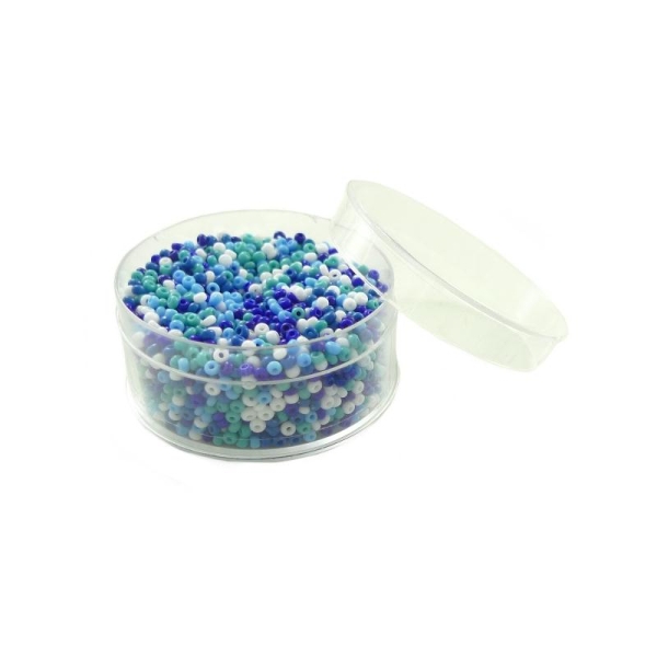 Perles de rocailles en verre 9° (ø 02,5 mm) Camaïeu bleu Opaque - Boîte de 50 grammes - Photo n°1