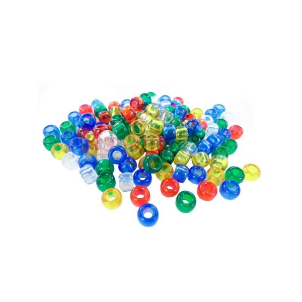 Perles cassis en plastiques (ø 09 mm) Multi Transparent - Bocal de 400 pièces - Photo n°1