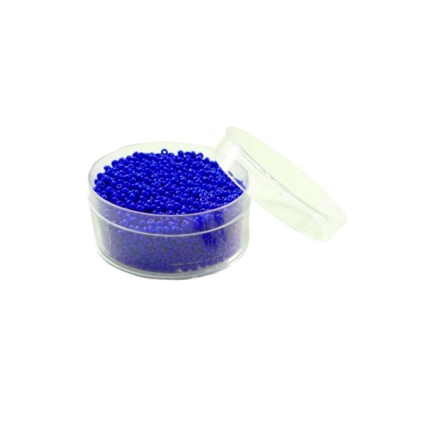 Perles de rocailles en verre 9° (ø 02,5 mm) Bleu lapis Opaque - Boîte de 50 grammes - Photo n°1