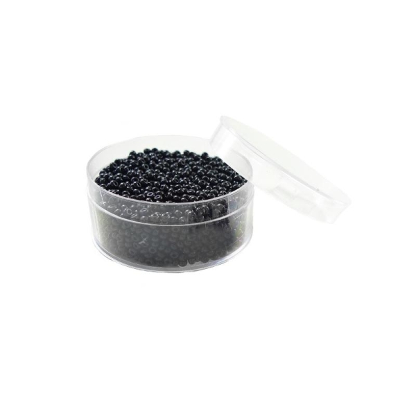 Perles de rocailles en verre 9° (ø 02,5 mm) Noir Opaque - Boîte de 50 grammes - Photo n°1