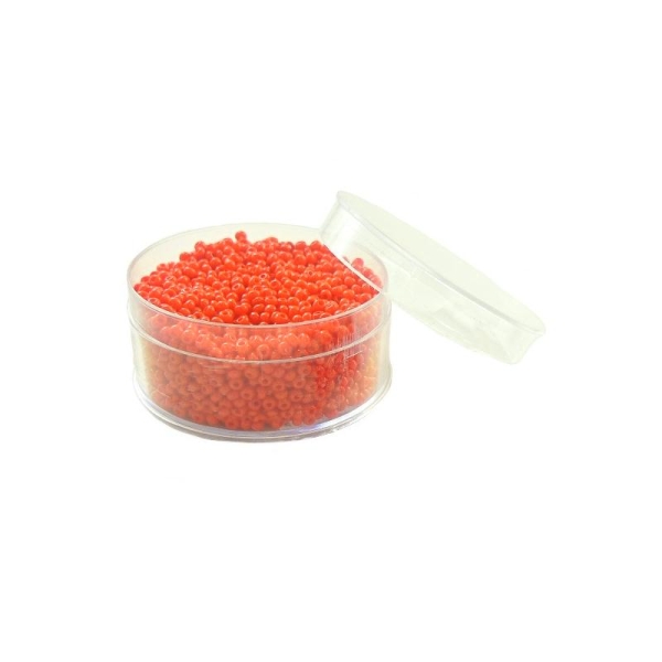 Perles de rocailles en verre 9° (ø 02,5 mm) Rouge Opaque - Boîte de 50 grammes - Photo n°1