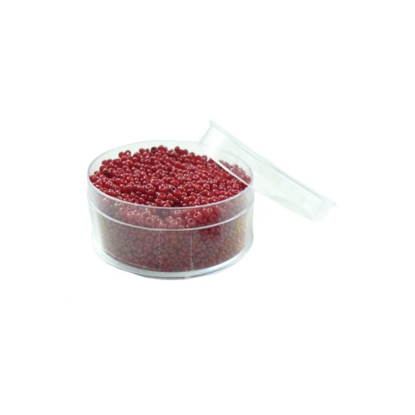 Perles de rocailles en verre 9° (ø 02,5 mm) Rouge foncé Opaque - Boîte de 50 grammes - Photo n°1