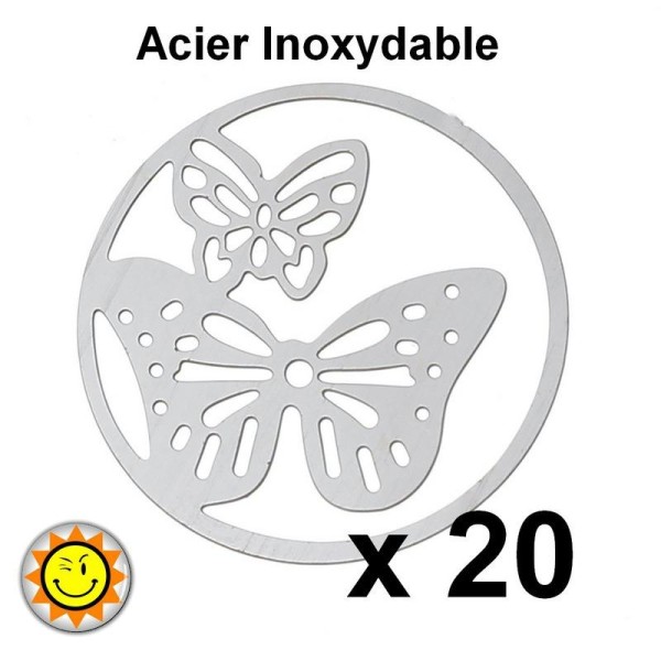 20 Estampes  Papillon Metal Acier Inoxydable - Photo n°1