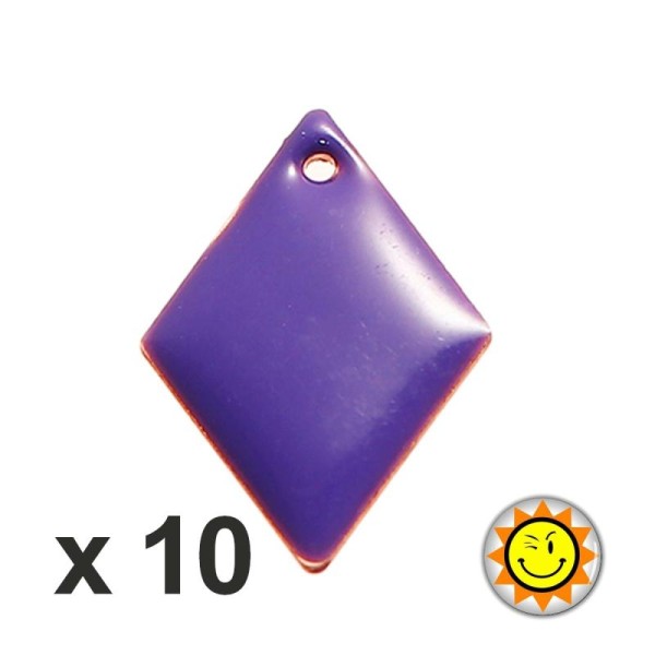 X10 Breloques Sequins Losange Email Violet 16x11mm - Photo n°1