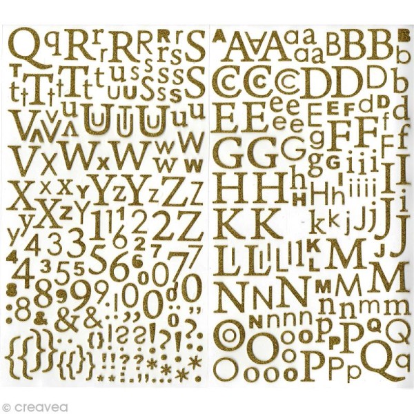 Sticker alphabet scrapbooking Or pailleté x 300 - Photo n°1