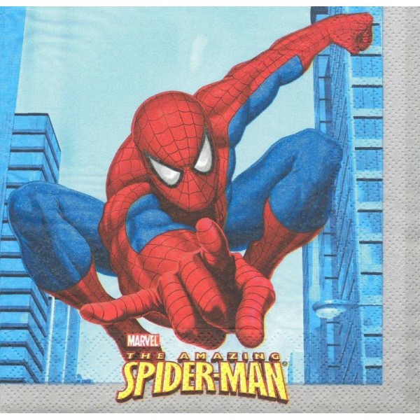 4 Serviettes en papier Spiderman Format Lunch - Photo n°1