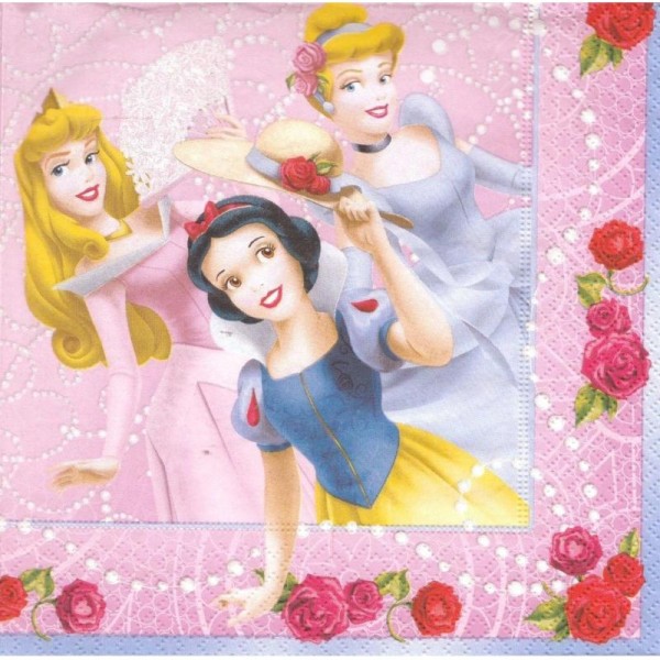 4 Serviettes en papier Princesses Format Lunch - Photo n°1