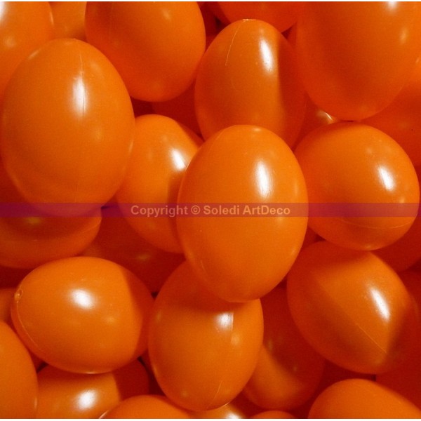 Lot 25 Oeufs en plastique Orange brillant, hauteur 6 cm, déco de Pâques et chasse aux oeufs - Photo n°4