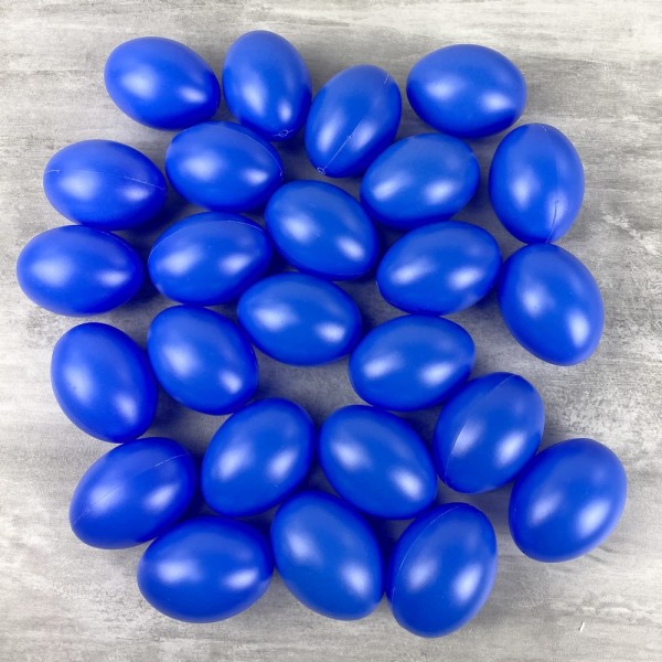 Lot 25 Oeufs en plastique Bleu brillant, hauteur 6 cm, déco de Pâques et chasse aux oeufs - Photo n°3