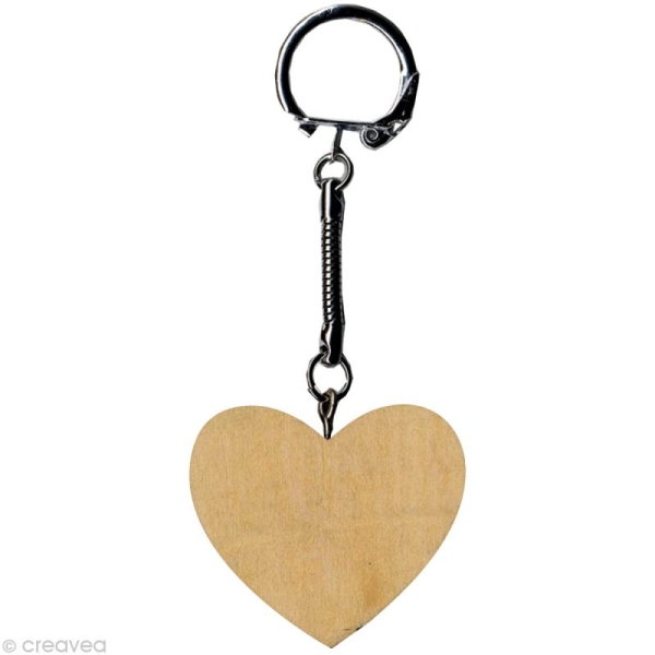 Porte clé Coeur à décorer en bois - Photo n°1