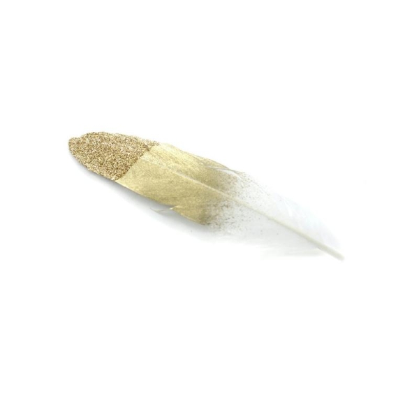 Plume doré-blanc pailleté - Photo n°1