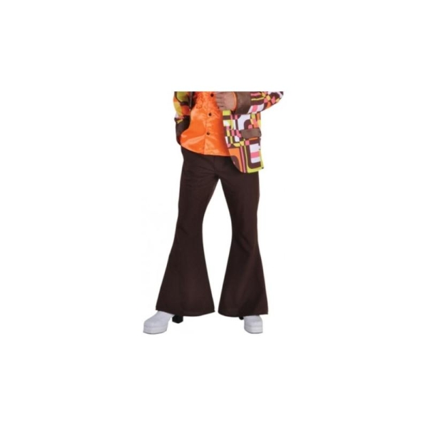 Déguisement hippie disco pantalon brun homme luxe_ Taille XL - Photo n°1