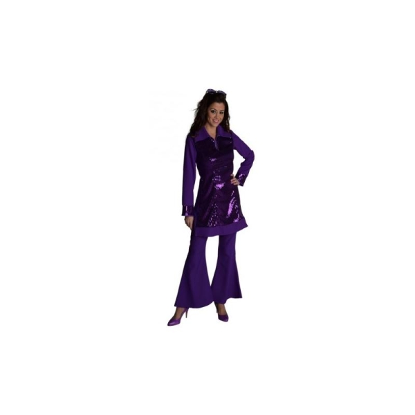 Déguisement pantalon disco violet femme luxe_ Taille M - Photo n°1