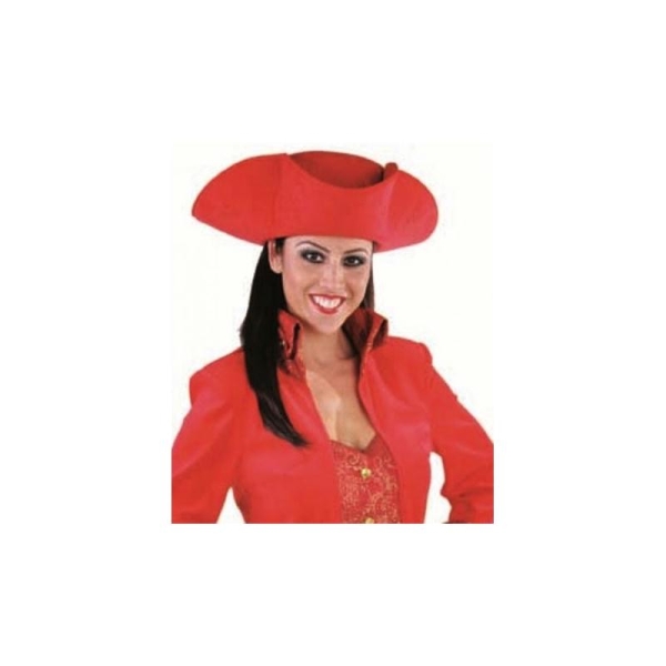 Chapeau tricorne rouge adulte luxe_ Taille T1 - Photo n°1