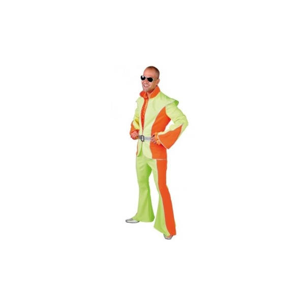 Déguisement disco fluo vert et orange homme luxe_ Taille XXL - Photo n°1