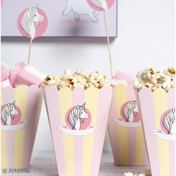 Kit boîte à popcorn en carton à décorer - Rainbow Licorne - 6 pcs - Photo n°5