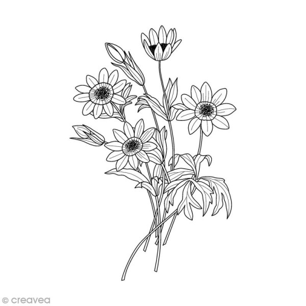 Tampon Bois Artemio - Bouquet d'anémones - 3,7 x 5,3 cm - Photo n°1